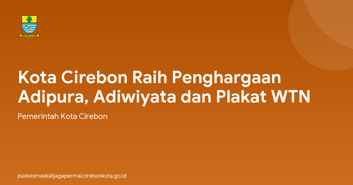 Kota Cirebon Raih Penghargaan Adipura, Adiwiyata dan Plakat WTN