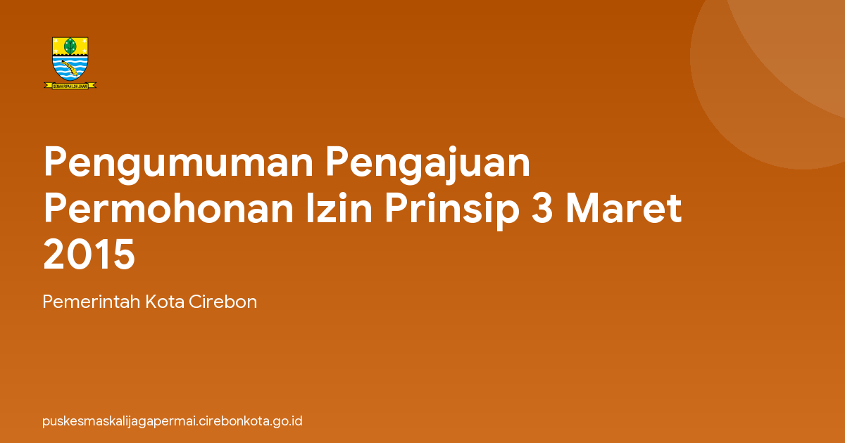 Pengumuman Pengajuan Permohonan Izin Prinsip 3 Maret 2015